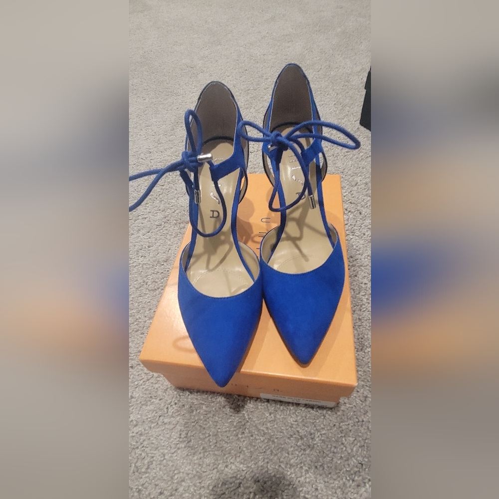 Electric Blue Lace-Tie Pumps Sz 8